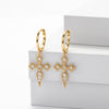 S925 Sterling Silver Geometric Style Cross Earrings With Diamond Fashion Allmatch Jewelry