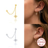 S925 Sterling Silver Geometric Style Mix And Match Chain Double Wear Pendant Earrings