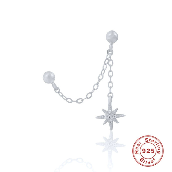 S925 Sterling Silver Geometric Style Mix And Match Chain Double Wear Pendant Earrings