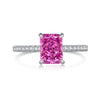 S925 Sterling Silver Geometric Style Rectangular Ring For Women With 8A Ice Flower Zirconium And Artificial High Carbon Diamond Electroplated