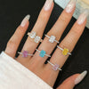 S925 Sterling Silver Geometric Style Rectangular Ring For Women With 8A Ice Flower Zirconium And Artificial High Carbon Diamond Electroplated
