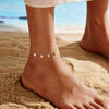 S925 Sterling Silver Geometric Texture Disc Pendant Women's Anklet