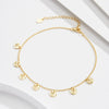 S925 Sterling Silver Geometric Texture Disc Pendant Women's Anklet