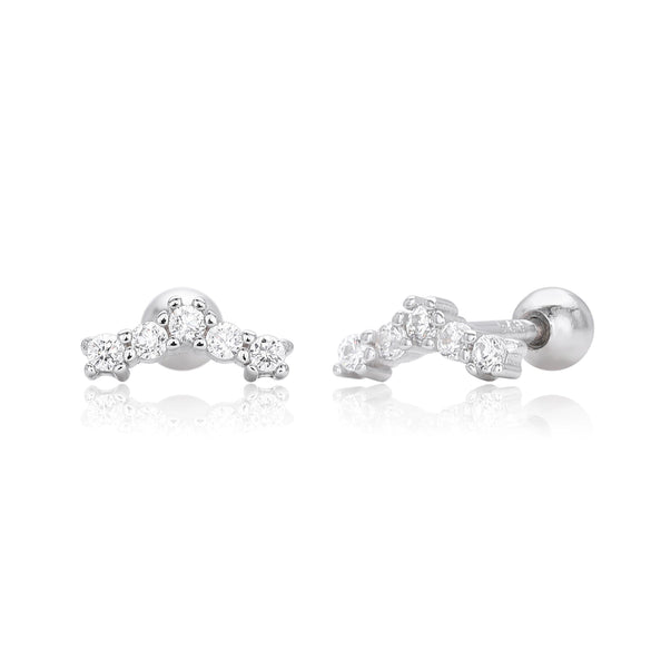 S925 Sterling Silver Geometric Threaded Earrings For Women Electroplated Fashion Jewelry
