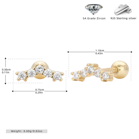 S925 Sterling Silver Geometric Threaded Earrings For Women Electroplated Fashion Jewelry