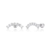 S925 Sterling Silver Geometric Threaded Earrings With Moonset Zirconium Electroplated Light Luxury Style For Women
