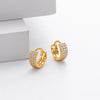 S925 Sterling Silver Geometric Three Row Drill Micro Inlaid Zircon Electroplated Earrings For Women