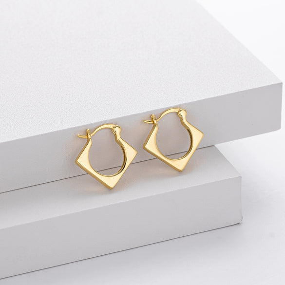 S925 Sterling Silver Geometric Triangle Electroplated Women's Earrings