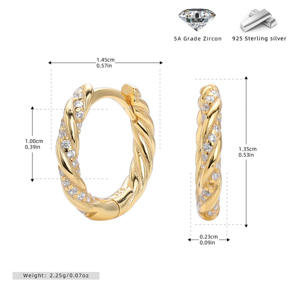 S925 Sterling Silver Geometric Twist Round Women's Earrings With Electroplating