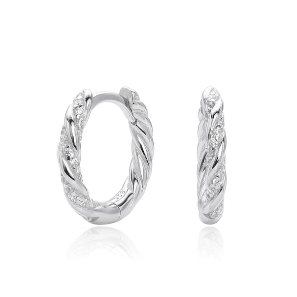 S925 Sterling Silver Geometric Twist Round Women's Earrings With Electroplating