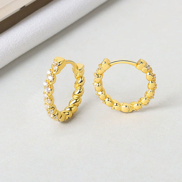 S925 Sterling Silver Geometric Twist Wrap Earrings With Diamond Inlay Modern Minimalist Ear Buckle Style