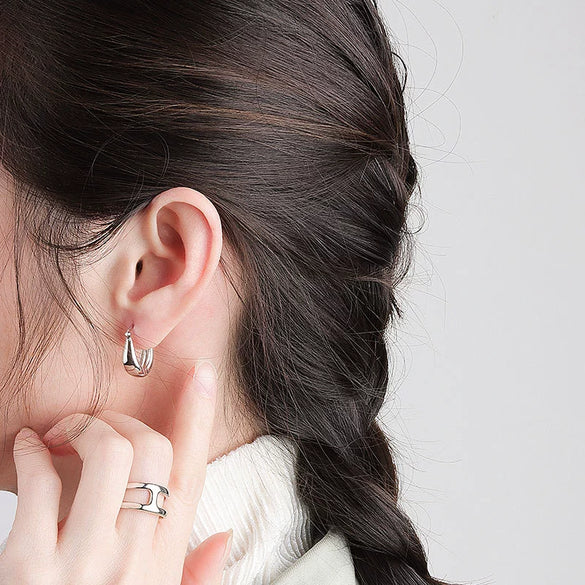 S925 Sterling Silver Geometric U Shaped Earrings For Women Minimalist Cold Style Silver Earrings