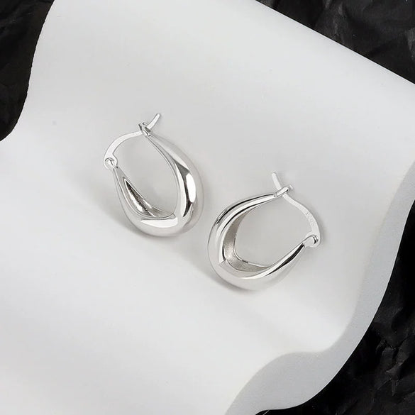 S925 Sterling Silver Geometric U Shaped Earrings For Women Minimalist Cold Style Silver Earrings