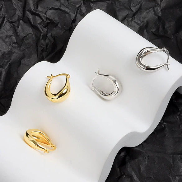 S925 Sterling Silver Geometric U Shaped Earrings For Women Minimalist Cold Style Silver Earrings