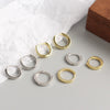 S925 Sterling Silver Geometric Unisex Earrings And Ear Buckles With Electroplating
