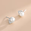S925 Sterling Silver Geometric Vshaped Herringbone Diamond Pearl Women's Earrings Electroplated