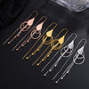 S925 Sterling Silver Geometric Water Drop Circle Long Tassel Threader Earrings Fashion Jewelry
