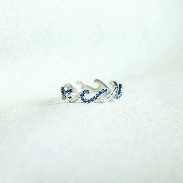 S925 Sterling Silver Geometric Wave Ring For Women With Electroplating