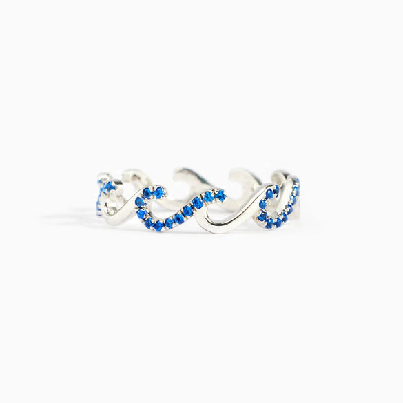 S925 Sterling Silver Geometric Wave Ring For Women With Electroplating