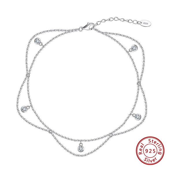 S925 Sterling Silver Geometric Women's Anklet