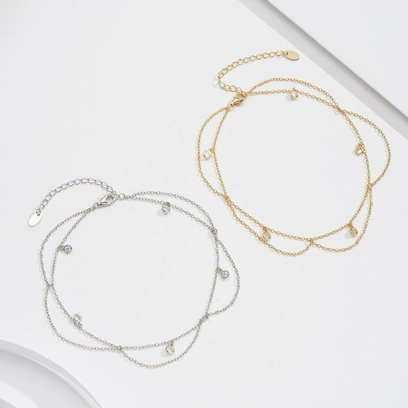 S925 Sterling Silver Geometric Women's Anklet