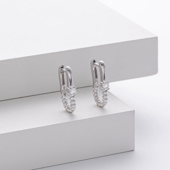 S925 Sterling Silver Geometric Women's Electroplated Earrings