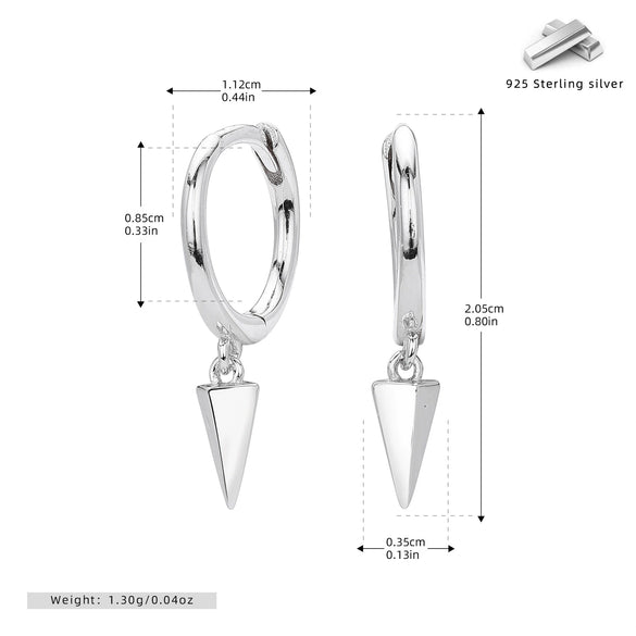 S925 Sterling Silver Geometric Women's Hiphop Trendy Earrings
