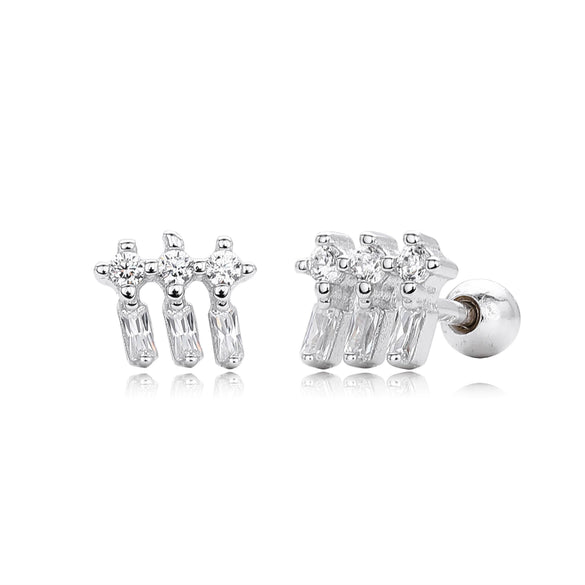 S925 Sterling Silver Geometric Zircon Earrings Electroplated Women's Fashion Jewelry