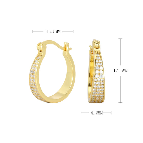 S925 Sterling Silver Geometric Zircon Earrings For Women Electroplated Natural Style