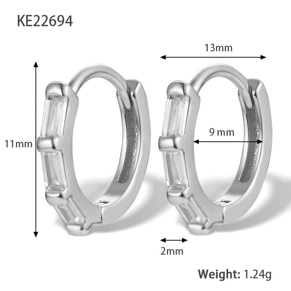 S925 Sterling Silver Geometric Zircon Earrings For Women