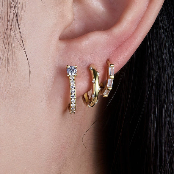 S925 Sterling Silver Geometric Zircon Earrings For Women