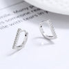 S925 Sterling Silver Geometric Zircon Inlaid Earrings
