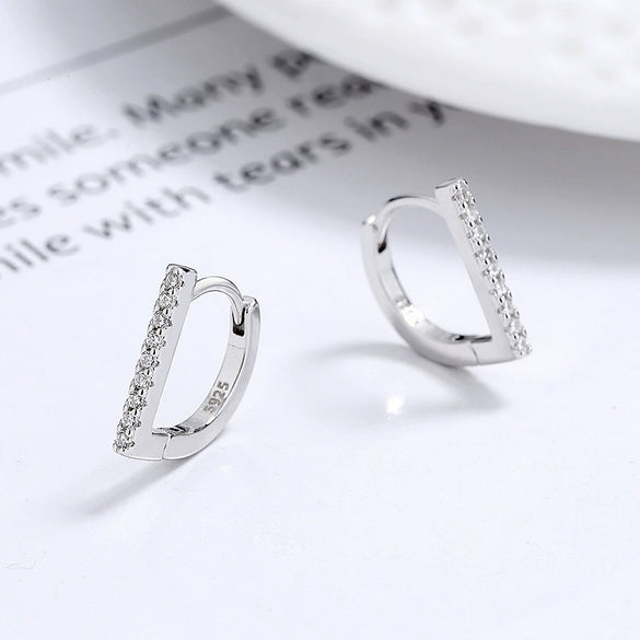 S925 Sterling Silver Geometric Zircon Inlaid Earrings