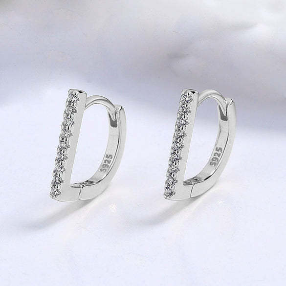 S925 Sterling Silver Geometric Zircon Inlaid Earrings