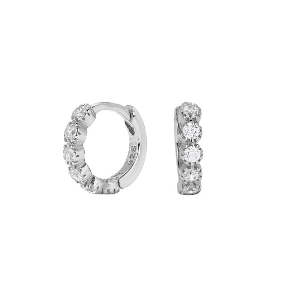 S925 Sterling Silver Geometric Zircon Inlaid Elegant Fashion Ear Buckle Earrings