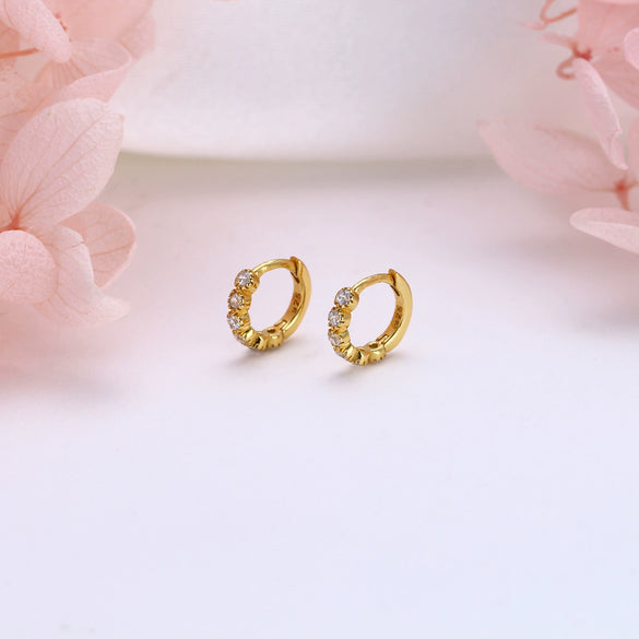 S925 Sterling Silver Geometric Zircon Inlaid Elegant Fashion Ear Buckle Earrings