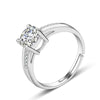 S925 Sterling Silver Geometric Zircon Inlaid Ring For Women Electroplated Adjustable Wedding Band