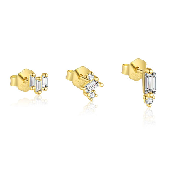 S925 Sterling Silver Geometric Zirconia Earrings For Women