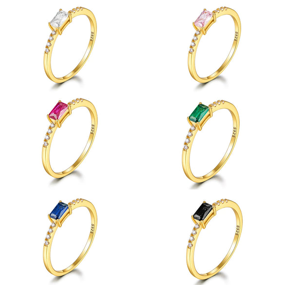 S925 Sterling Silver Geometric Zirconium Electroplated Ring For Women