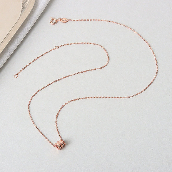 S925 Sterling Silver Gold Color Electroplated Barbell Pendant Necklace With Cross Chain Simple Trendy Clavicle Chain