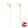 S925 Sterling Silver Gold Plated Chain Tassel Earrings With Geometric Pattern And Electroplating For Women