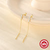 S925 Sterling Silver Gold Plated Chain Tassel Earrings With Geometric Pattern And Electroplating For Women