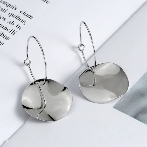 S925 Sterling Silver Gold Tone Geometric Circle Earrings Simple Electroplated Hoop Earrings