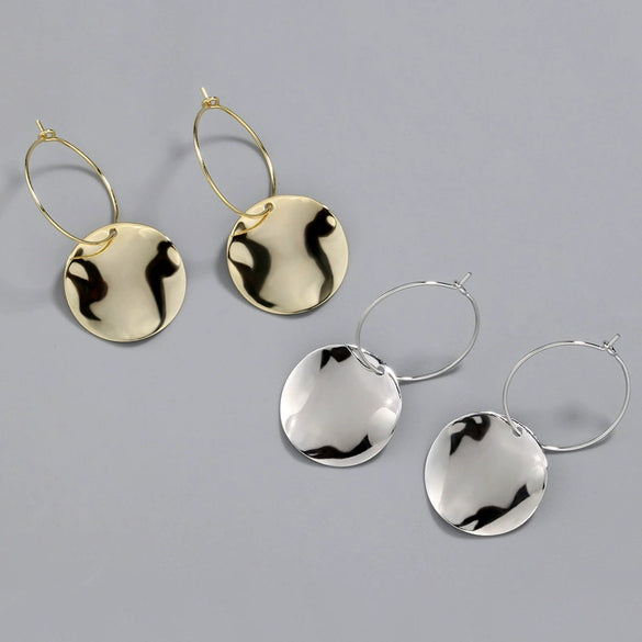 S925 Sterling Silver Gold Tone Geometric Circle Earrings Simple Electroplated Hoop Earrings