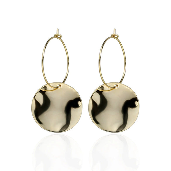 S925 Sterling Silver Gold Tone Geometric Circle Earrings Simple Electroplated Hoop Earrings