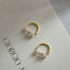 S925 Sterling Silver Goldplated Geometric Zirconia Earrings Light Luxury Style