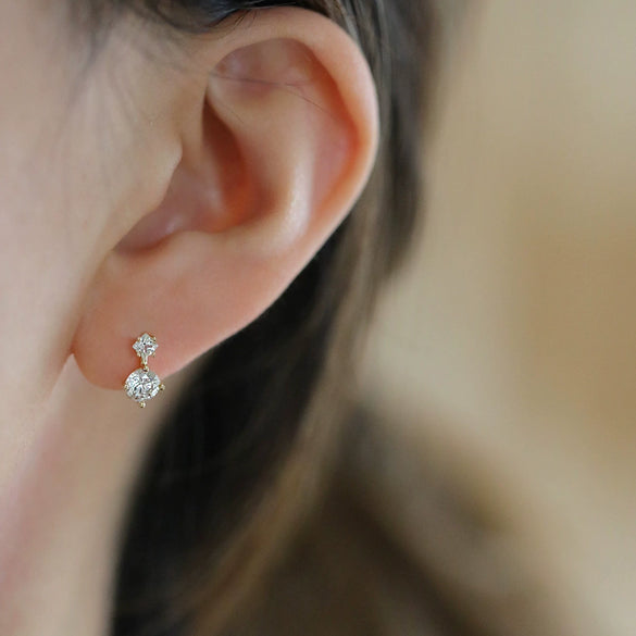 S925 Sterling Silver Goldplated Geometric Zirconia Earrings Light Luxury Style