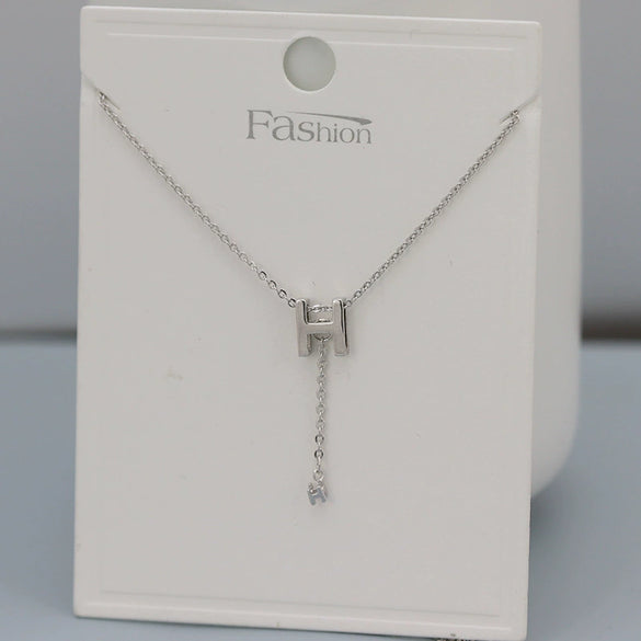 S925 Sterling Silver H Letter Tassel Necklace Simple Light Luxury Clavicle Chain For Women