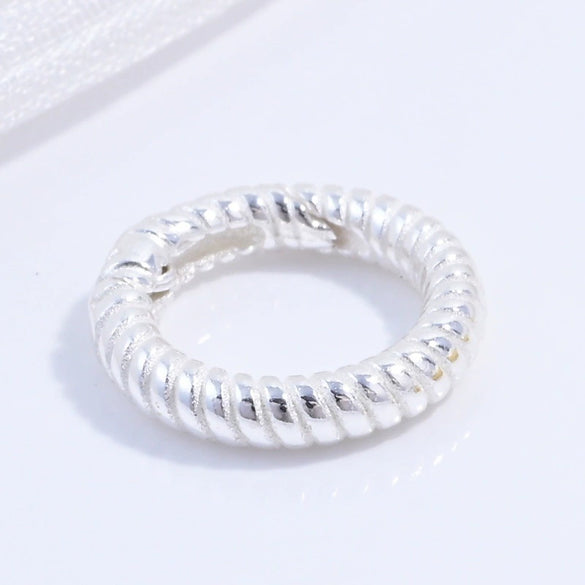 S925 Sterling Silver Handmade Heart Connection Buckle For Bracelet Necklace With Stripes And Electroplating