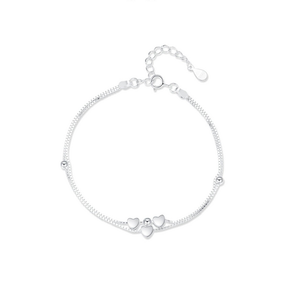 S925 Sterling Silver Heart Bracelet Women's Normcore Cold Style Electroplated